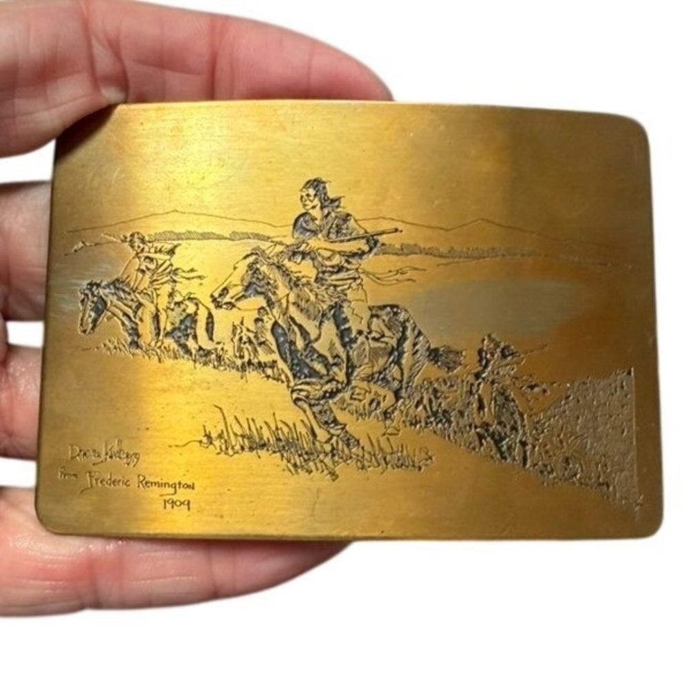 Ampersand Brass Frederic Remington Horse Belt Buckle Vintage Western Cowboy